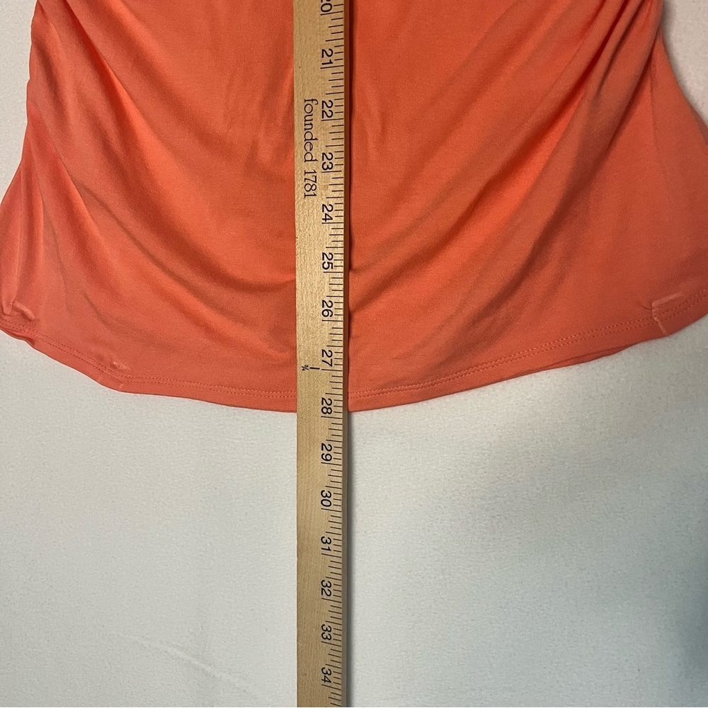 Vince Camuto Women's Side Ruched Orange Cap Sleeve Office Knit Blouse Sz Medium - Picture 9 of 13